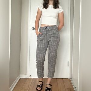 Cropped Grey Plaid Pants